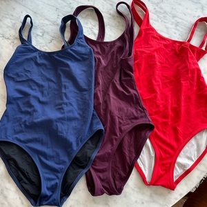 Solid and Striped one piece bathing suits